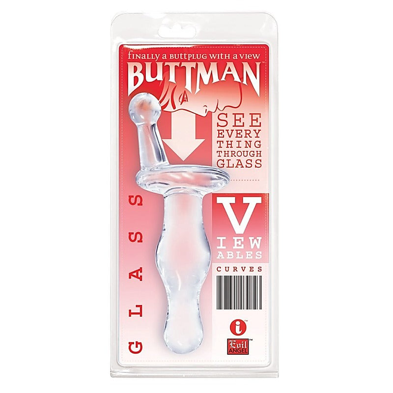 ButtMan's Viewable Glass Butt Plug Curves - Glass Sex Toys