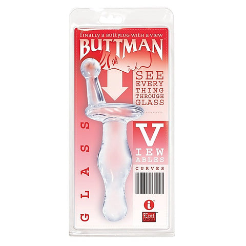 ButtMan's Viewable Glass Butt Plug Curves - Glass Sex Toys