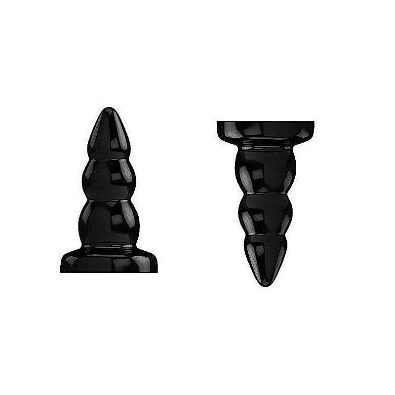 Bottom Line Rubber Butt Plug Black Model 6 By Shots Toys - Butt Plugs