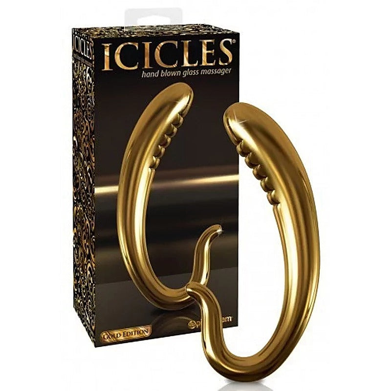 Icicles Gold Edition G03 Glass Prostate Vibrator - Glass Sex Toys