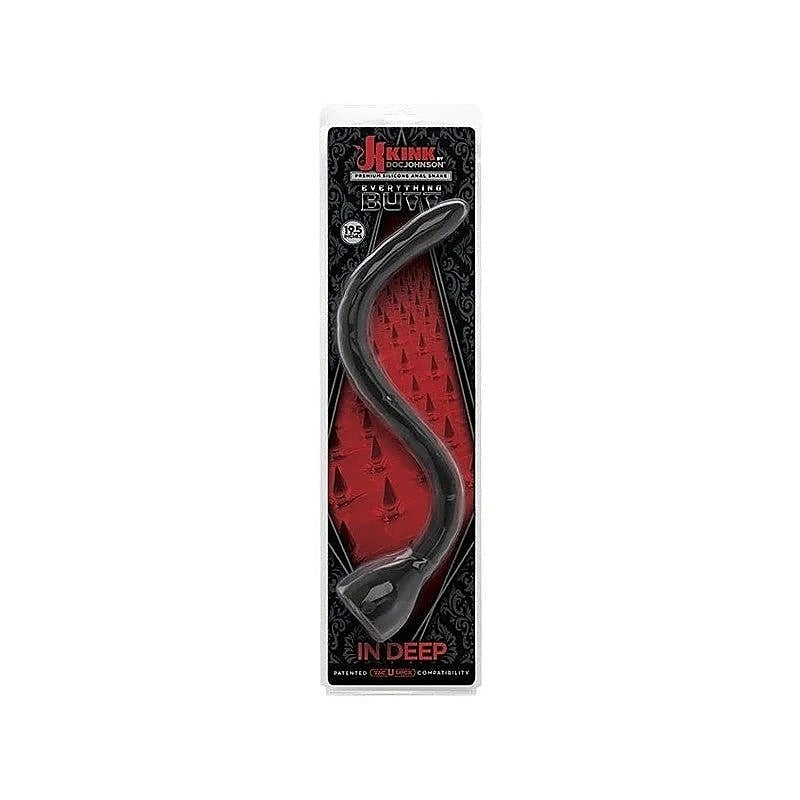 Kink In Deep Silicone Anal Snake Black by Doc Johnson - Anal Dildos