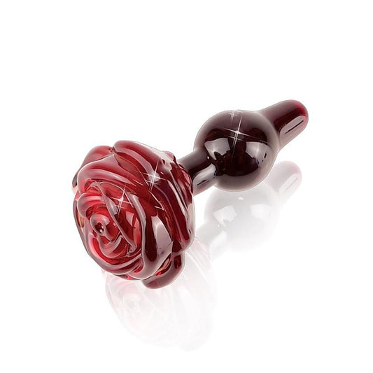 Pipedream Icicles No 76 Rose Shape Glass Butt Plug - Glass Sex Toys