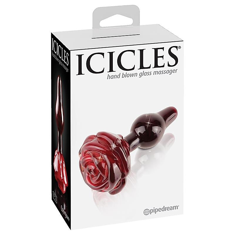 Icicles No 76 Rose Shape Glass Butt Plug By Pipedream - Glass Sex Toys