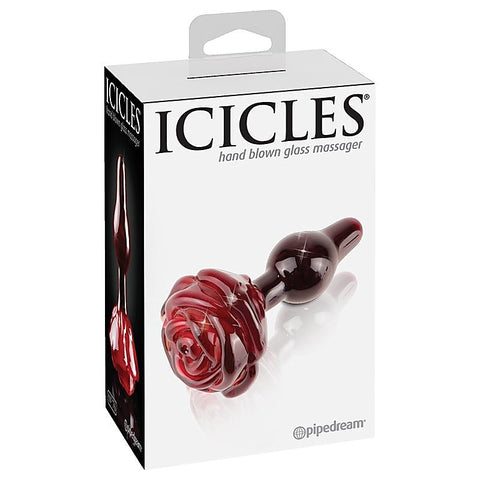 Icicles No 76 Rose Shape Glass Butt Plug By Pipedream - Glass Sex Toys