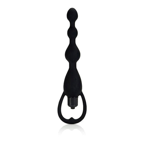 Silicone Vibrating Pleasure Anal Beads Black - Anal Beads and Balls