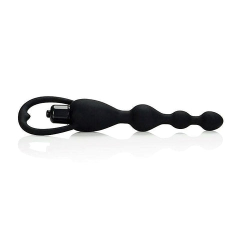Silicone Vibrating Pleasure Anal Beads Black - Anal Beads and Balls