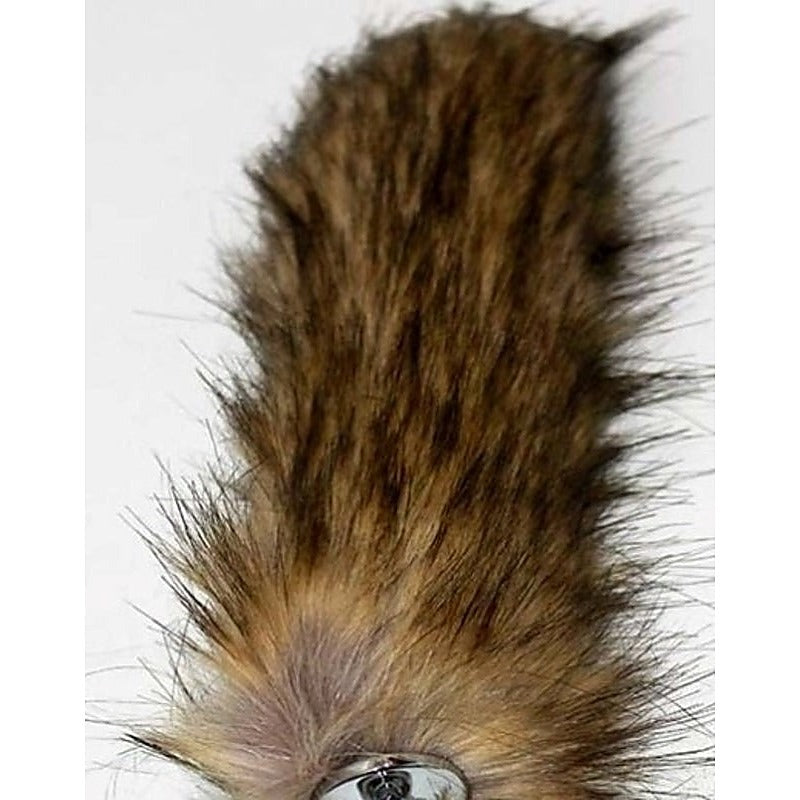 BDStyle Black & Blonde Faux Fox Tail Butt Plug Silver Ribbed Fox Tail - Steel Sex Toys