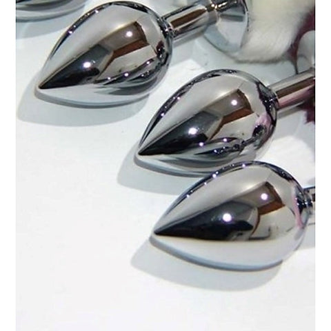 Bunny Faux Tail Silver Smooth Butt Plug Small By Bdstyle - Steel Sex Toys
