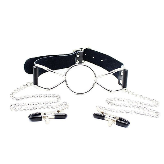 Spider Mouth Gags With Nipple Clamps - Breast and Nipple Toys