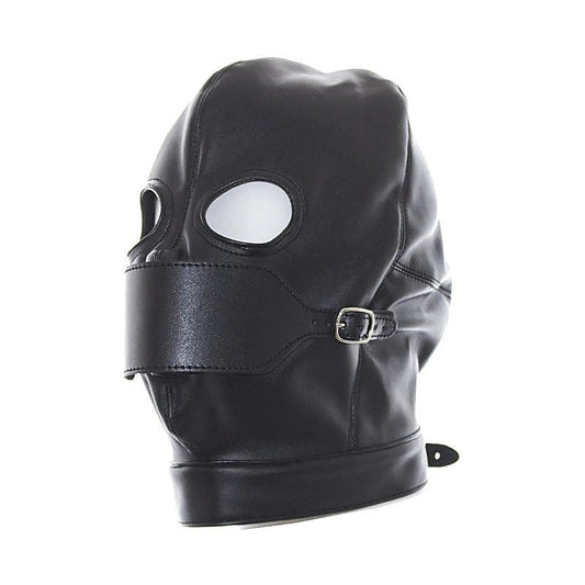 BDStyle Leather Hood Full Mask Eyes & Mouth Detachable