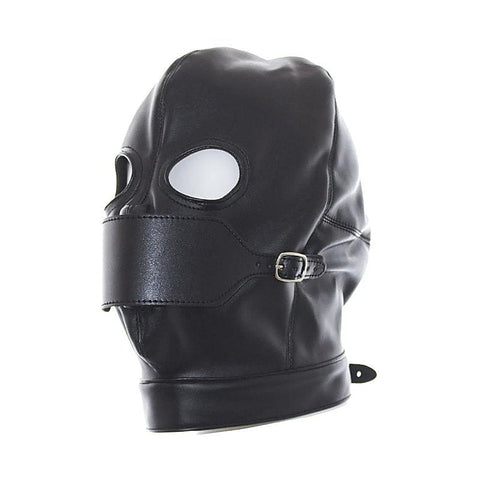 BDStyle Leather Hood Full Mask Eyes & Mouth Detachable - Blindfolds And Masks