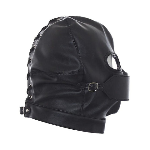 BDStyle Leather Hood Full Mask Eyes & Mouth Detachable - Blindfolds And Masks