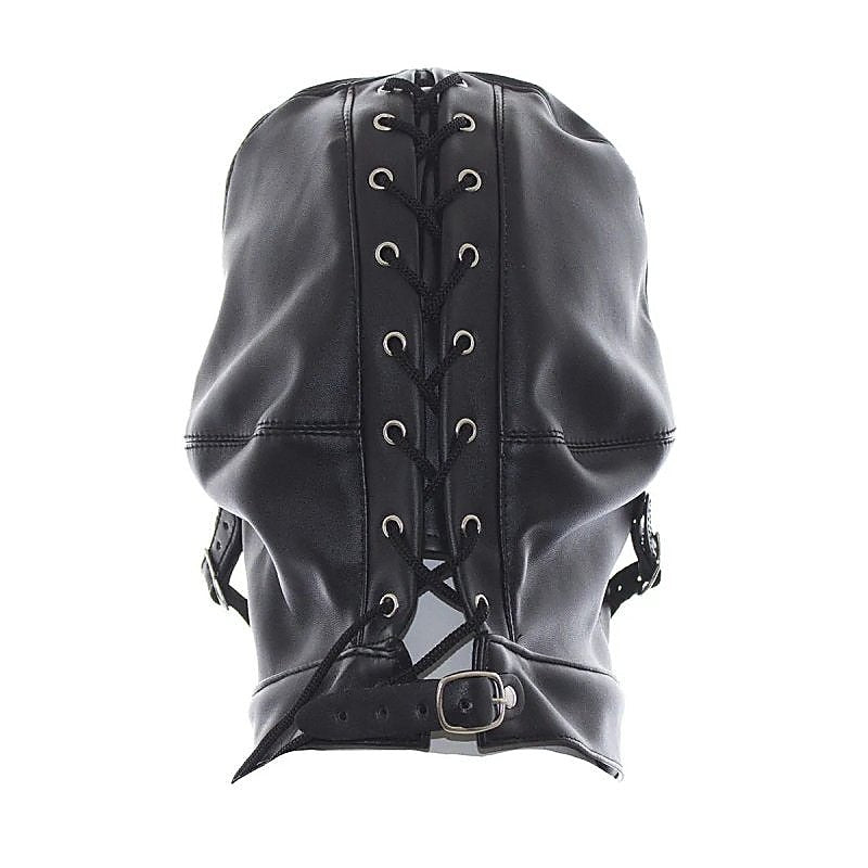 BDStyle Leather Hood Full Mask Eyes & Mouth Detachable - Blindfolds And Masks