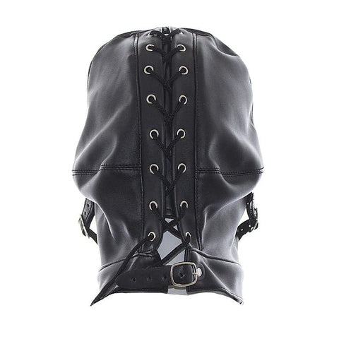 BDStyle Leather Hood Full Mask Eyes & Mouth Detachable - Blindfolds And Masks