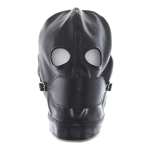 BDStyle Leather Hood Full Mask Eyes & Mouth Detachable - Blindfolds And Masks