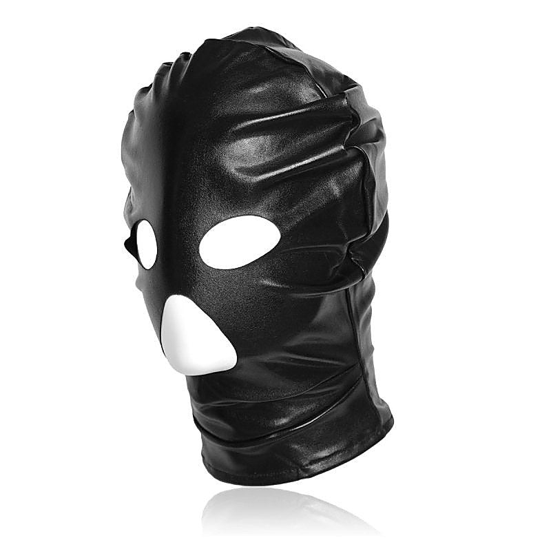 BDStyle Patent Leather BDSM Hood with Open Mouth and Eyes - Bondage Hoods
