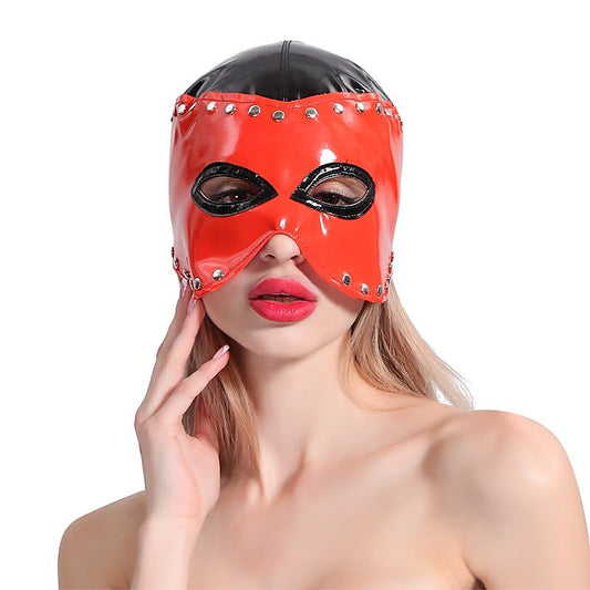 BDStyle Faux Leather Half Head PVC Hood - Bondage Hoods