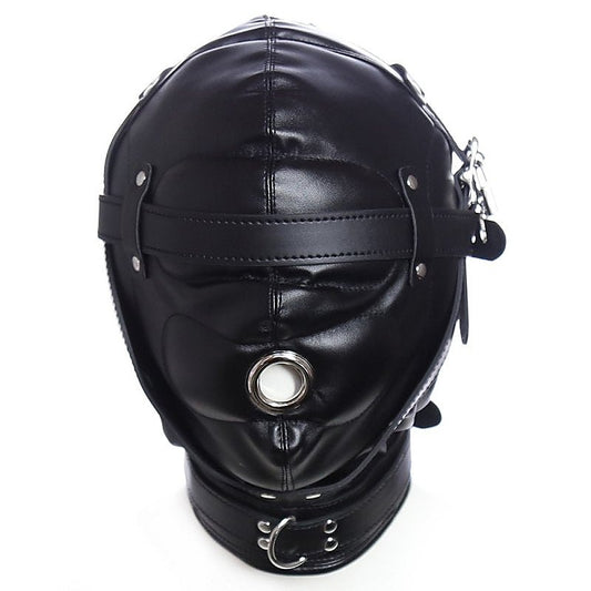 BDStyle Blindfolded Bondage Hood With Mouth Hole Matte Black