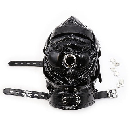 BDStyle Blindfolded Bondage Hood With Mouth Hole Matte Black - Bondage Hoods