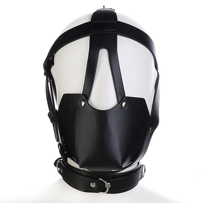 BDStyle Faux Leather Bondage Harness Hood - Bondage Hoods