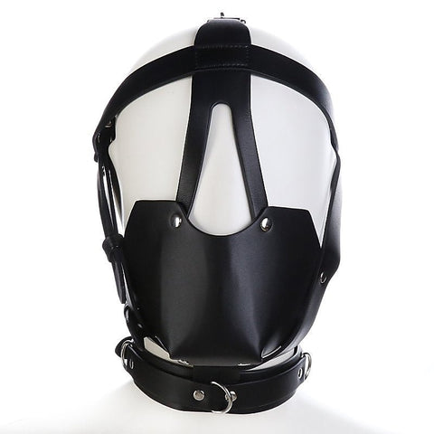 BDStyle Faux Leather Bondage Harness Hood - Bondage Hoods