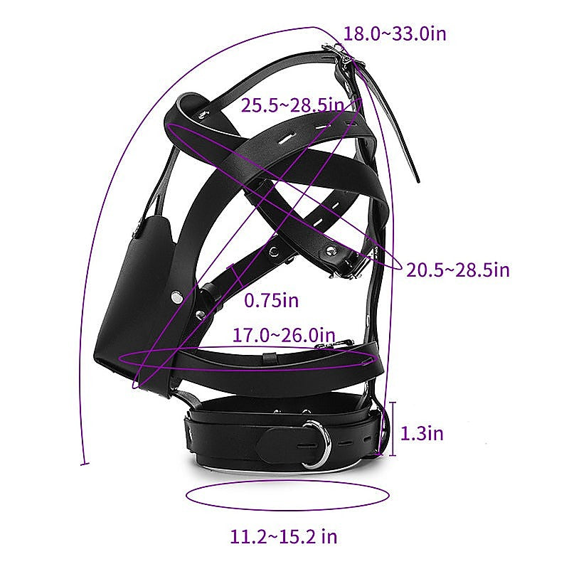 BDStyle Adjustable Buckle Black Leather Harness - Bondage Hoods