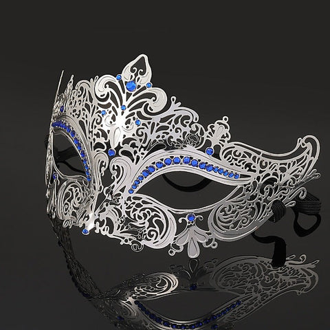 Premium Silver Diamante Metal Mask By Bdstyle - Blindfolds And Masks