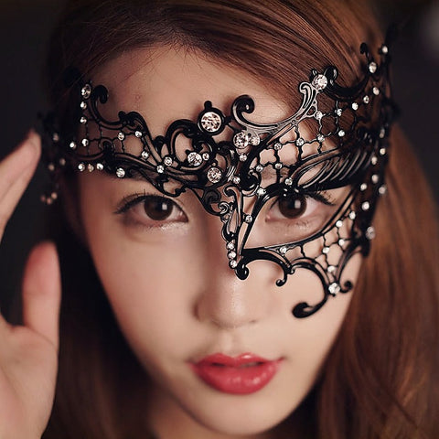 Bdsm Play Rhinestone Metal Half Face Mask By Bdstyle - Blindfolds And Masks