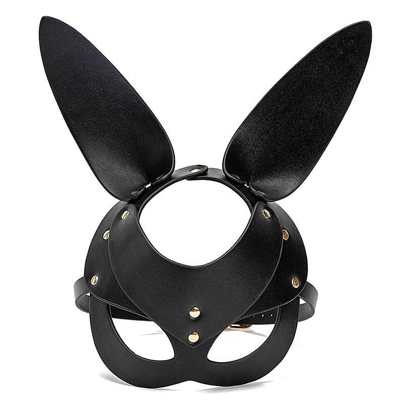 Punk Gothic Cosplay Women Leather Bunny Ears Mask By Bdstyle - Blindfolds And Masks