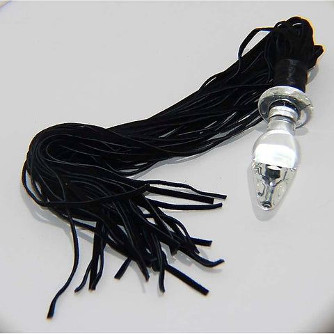 Glass Anal Plug with Leather Tail by BDStyle - Glass Sex Toys