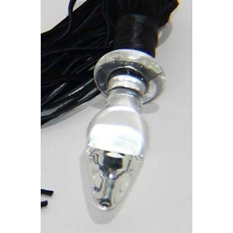Glass Anal Plug with Leather Tail by BDStyle - Glass Sex Toys