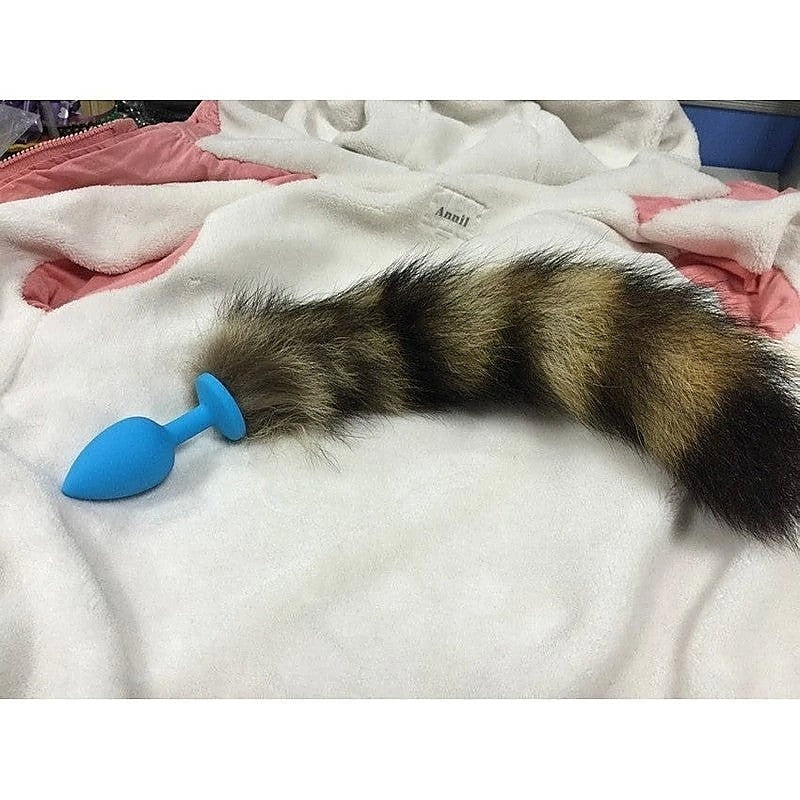 Faux Fox Tail Silicone Butt Plug Blue By Bdstyle - Butt Plugs