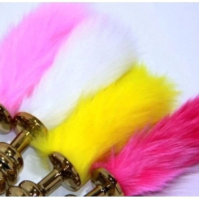 Neon Rabbit Tail Butt Plug Gold Small - Butt Plugs