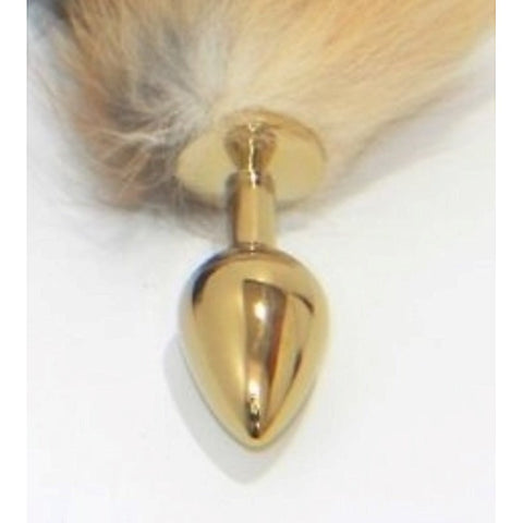 Long Fox Tail Steel Butt Plug Gold By Bdstyle - Steel Sex Toys