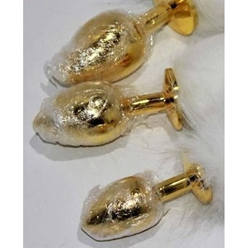 Kitten Tail Metal Butt Plug Gold - Steel Sex Toys