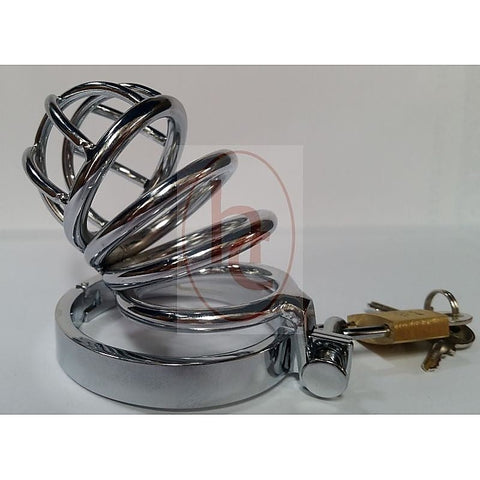 Prison Lock Chastity Cage 4 Rings - Male Chastity