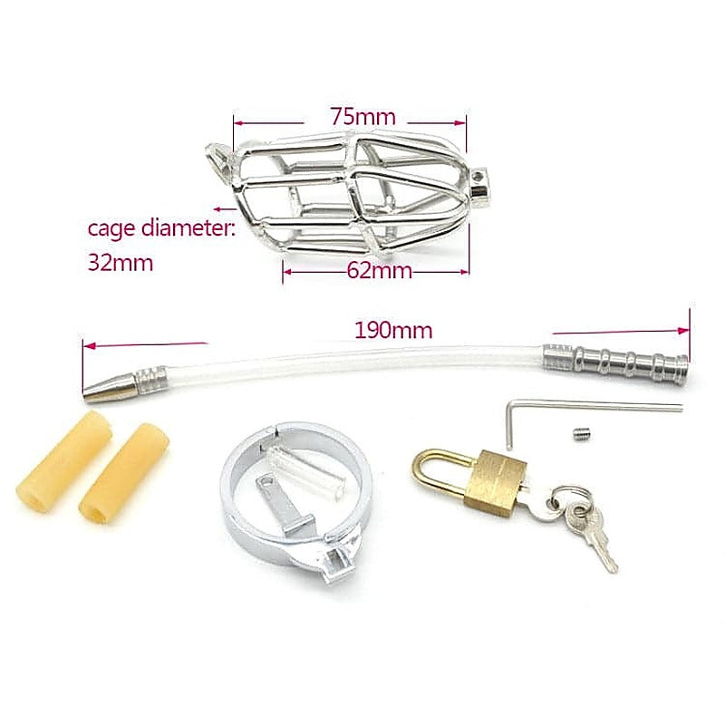 Cock Cage With Cum Through Catheter Tube By Bdstyle - Male Chastity