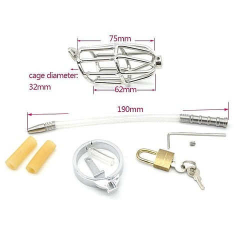 Cock Cage With Cum Through Catheter Tube By Bdstyle - Male Chastity