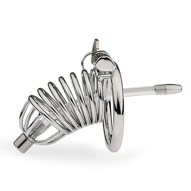 Hoop Cock Cage with Urethral Tube - Male Chastity