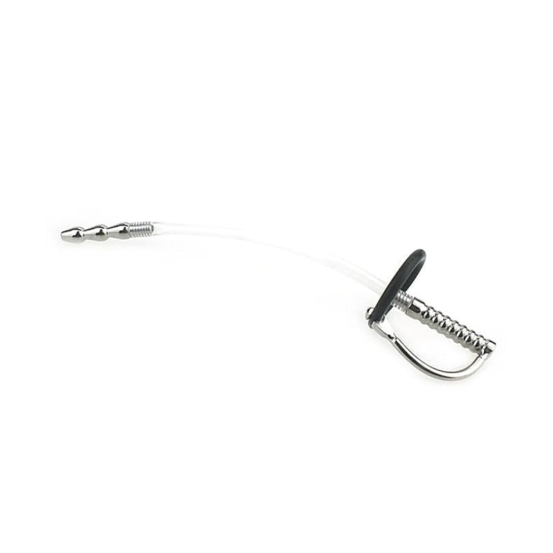 Wee Ribbed Metal & Silicone Flexible Penis Plug By Bdstyle - Penis Plugs