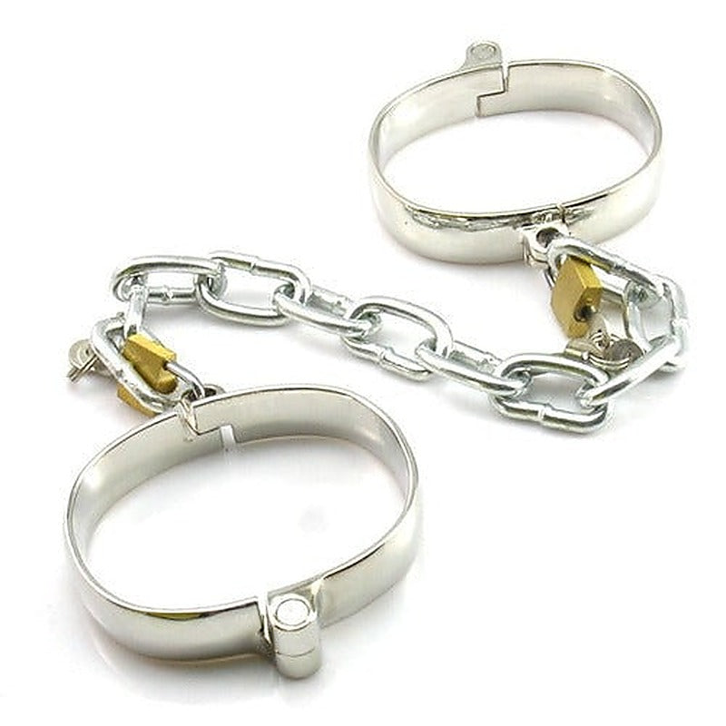 Unisex Luxury Dungeon Irons Cuffs With Chain - Cuffs and Restraints
