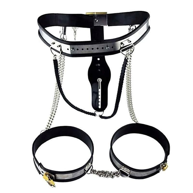 Chained Thigh High Chastity Belt & Cuffs By Bdstyle - Male Chastity