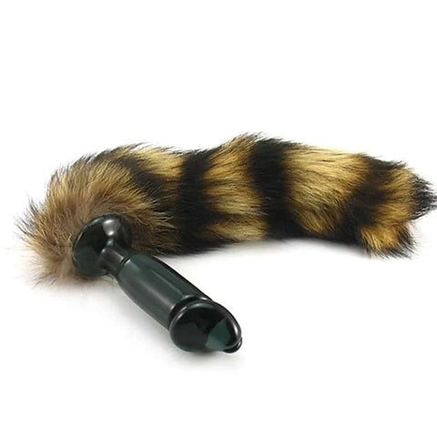 Glass Butt Plug With Faux Fox Tail - Butt Plugs