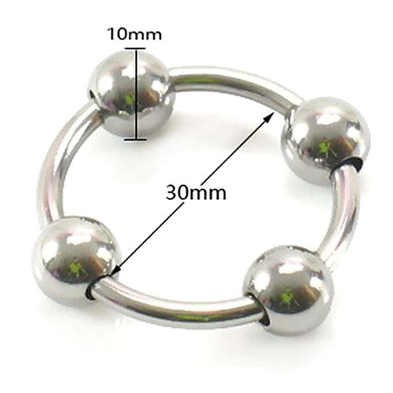 Glans Ring With 4 Balls by BDStyle - Ball and Cock Toys