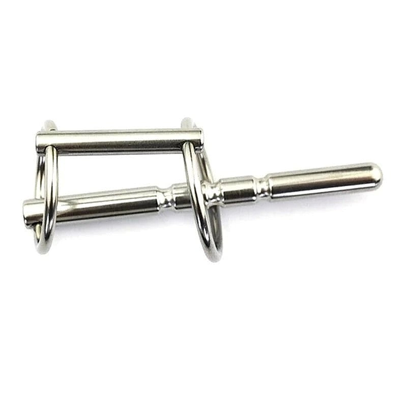 Rocket Grooved Solid Penis Plug with Dual Rings - Penis Plugs