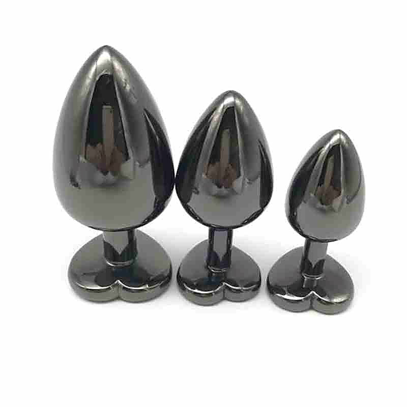 Heart Jeweled Black Steel Butt Plug Large - Rabbit Vibrators