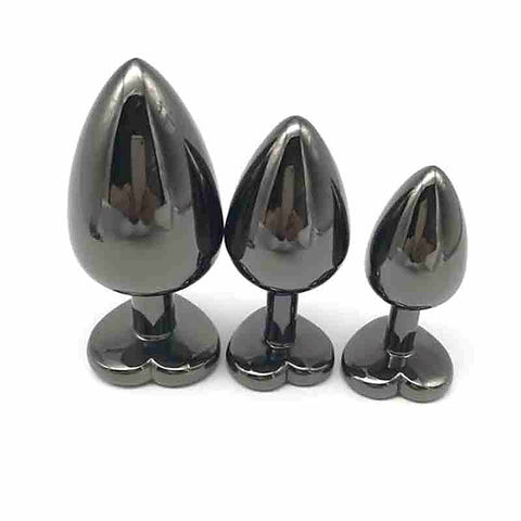 Heart Jeweled Black Steel Butt Plug Large - Rabbit Vibrators