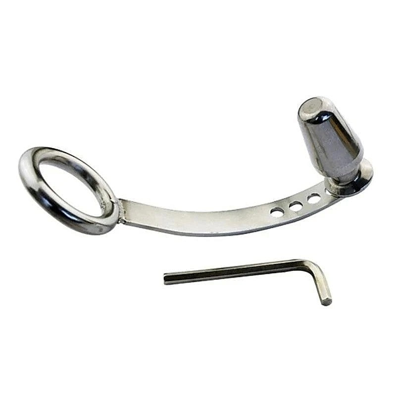 Cock Ring With Adjustable Attached Steel Butt Plug - Butt Plugs