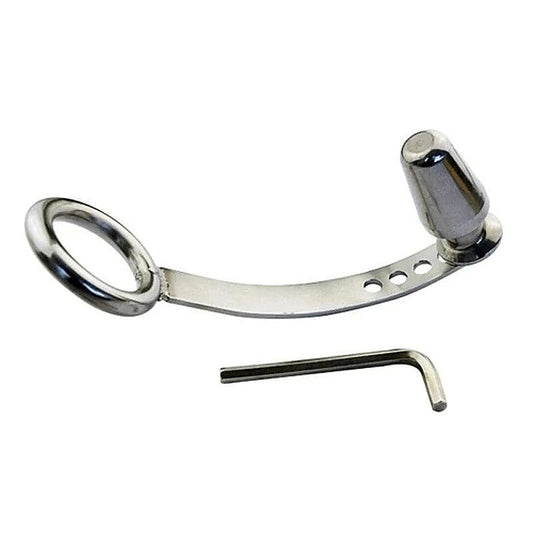 Cock Ring with Adjustable Attached Steel Butt Plug