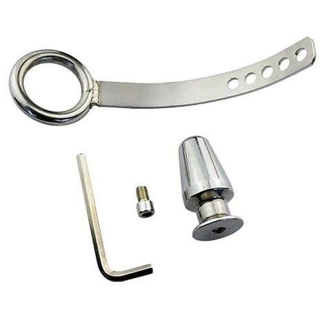 Cock Ring With Adjustable Attached Steel Butt Plug - Butt Plugs